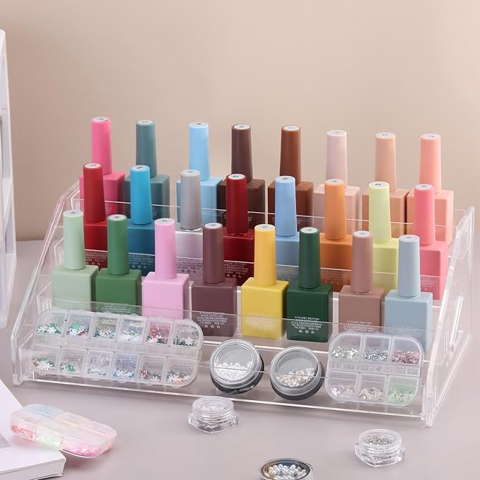 SUTOKAKA Nail Polish Organizer Clear Acrylic Eyeglasses Display Holder Essential Oil Storage Rack Makeup Stand Tray - 4 Layer