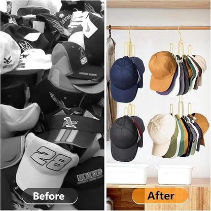 NANATI Hat Hangers for Closet, Stainless Steel Hat Organizer, Hat Racks for Baseball Caps, Cap Organizer for Baseball Caps, Gold, 1Pack