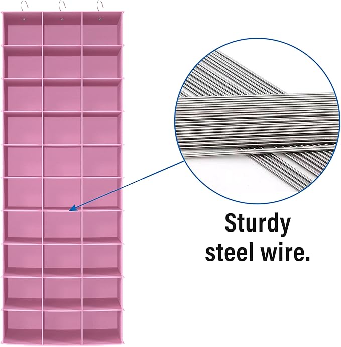 Libeder Hanging Closet Organizers 30 Section Shoe Shelves, Shoe Storage Hanging Shoe Rack, Space Saving Shoe Holder, Pink