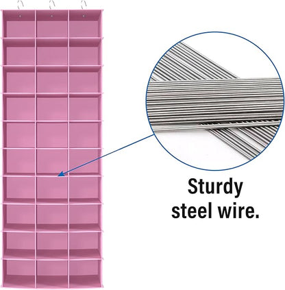 Libeder Hanging Closet Organizers 30 Section Shoe Shelves, Shoe Storage Hanging Shoe Rack, Space Saving Shoe Holder, Pink