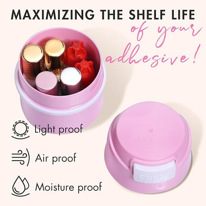 Eyelash Glue Storage Container Tank - Adhesive Jar Stand Makeup Case Cosmetic Storage Tank - Pink