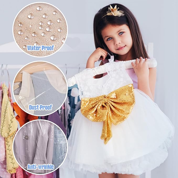 97 Pack Dry Cleaner Bags, (45x70cm) Clear Dry Cleaning Bags for Hanging Clothes, Garment Bags for Short or Children's Clothes