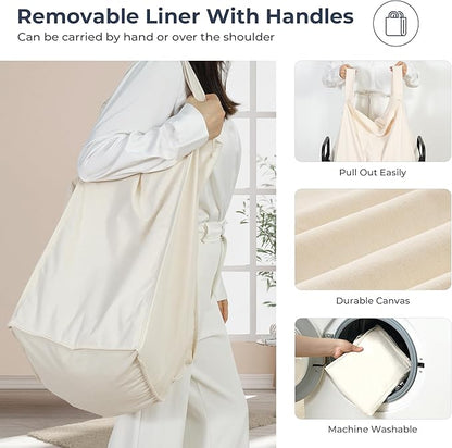 STO STO Laundry Hamper 4 Section, 140L Rolling Laundry Sorter Cart with Removable and Washable Liner Bag, Clothes Hamper with Wheels and Metal Handle for Laundry Room and Bedroom, Beige