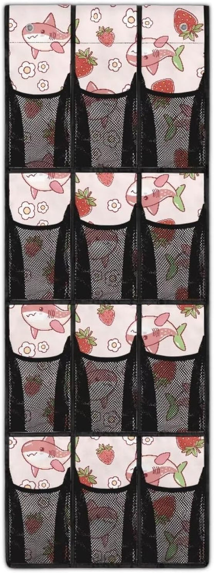 Shark Over The Door Organizer Decor Nursery Storage with 12 Large Pockets,Nursery Organizers and Storage,Stable Spice Rack for Kitchen,Behind Door Bag for Bathroom,Bedroom