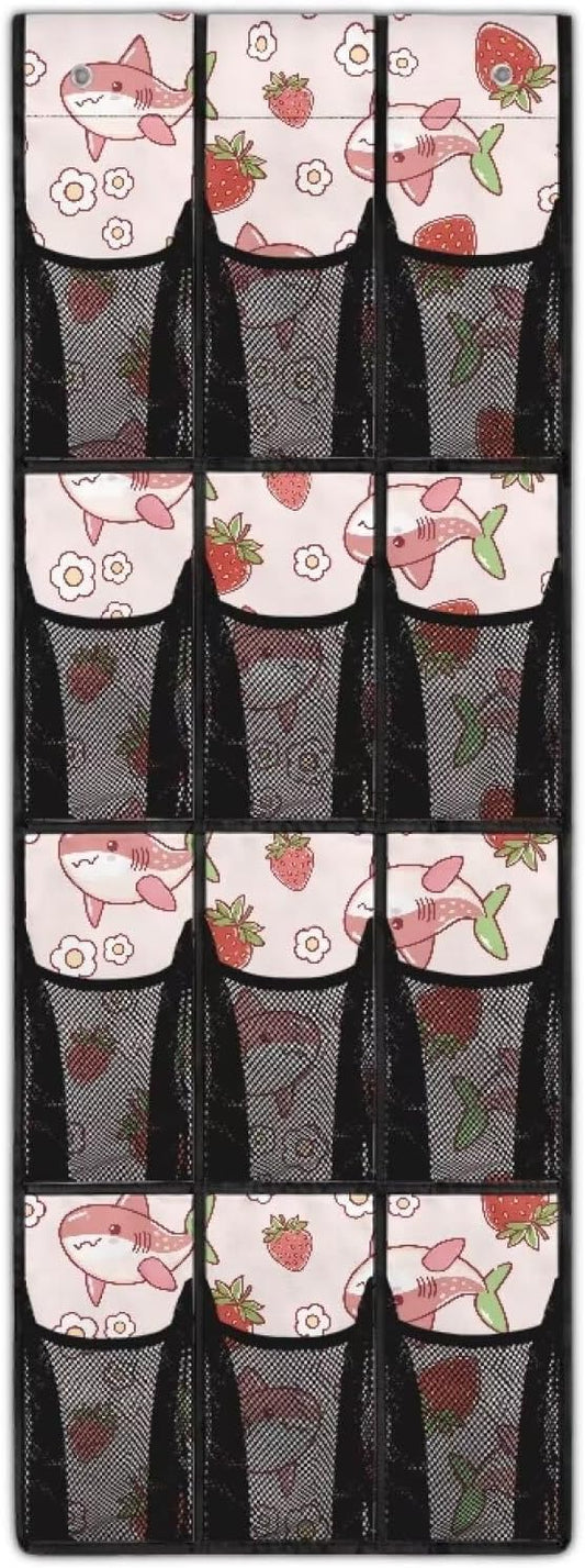 Shark Over The Door Organizer Decor Nursery Storage with 12 Large Pockets,Nursery Organizers and Storage,Stable Spice Rack for Kitchen,Behind Door Bag for Bathroom,Bedroom