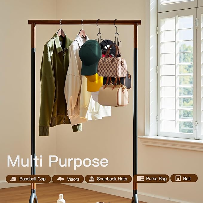 Hat Hanger 2pcs Metal Hat Storage For Baseball Caps,Rotatable Hat Organizer For Closet,Hat Rack With 6 Hooks Up to 30 Caps Hold,Black