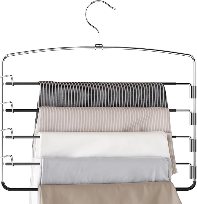Supforce 3 Pack Pants Hangers, Space-Saving Hangers for Pants with Multi-Tier Design, Trouser Hangers for Jeans and Slacks, Closet Pants Organizer for Neat Storage