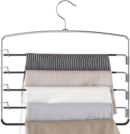 Supforce 3 Pack Pants Hangers, Space-Saving Hangers for Pants with Multi-Tier Design, Trouser Hangers for Jeans and Slacks, Closet Pants Organizer for Neat Storage
