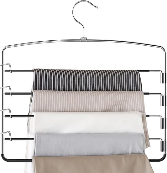 Supforce 3 Pack Pants Hangers, Space-Saving Hangers for Pants with Multi-Tier Design, Trouser Hangers for Jeans and Slacks, Closet Pants Organizer for Neat Storage