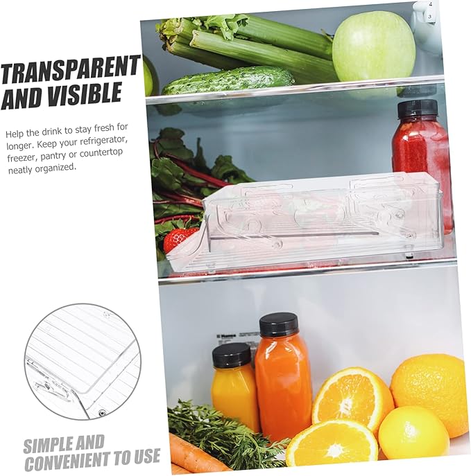 Cabilock Double Layer Rolling Soda Can Dispenser Transparent Fridge Organizer Multi-Functional Beverage Holder for Kitchen Office and Pantry Storage