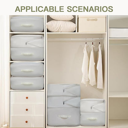 Four Oxford Cloth Comforter Storage Bags - Space-Saving, Large Capacity, Washable, Suitable for Storing Blankets and Bedding, Beige Color