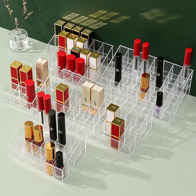 Lipstick Organizer 36 Slots Plastic Clear Comestic Display Holder for Lip gloss Chapstick Perfume Nail Polish Essential Oil