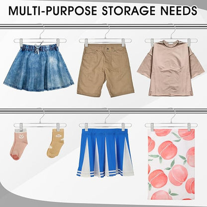 12 Pcs Metal Chrome Pant & Skirt Hanger Set with 360-degree Swivel Hooks, Metal Pant Hangers with 2-Adjustable Clip Anti-Rust Hangers for Skirt, Jeans, Slacks & Trousers
