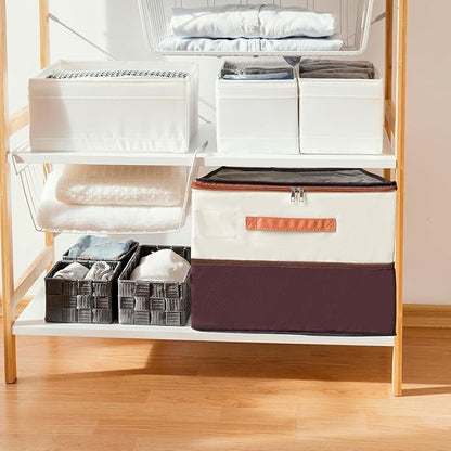 16-Grid Multifunctional Foldable Shoe Organizer, Collapsible Fabric Bin with Handles & Mesh Pockets, Space-Saving Stackable Closet Storage for Shoes, Socks & Accessories (16.9"x16.9"x12.2")