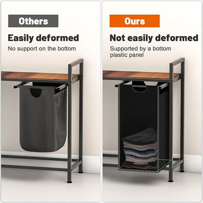 Sonharlar Laundry Hamper, Laundry Sorter with 3 Pull-Out Removable Oxford Fabric Bags Cloth Laundry Basket 3 x 10 Gallons (Black and Rustic Brown)