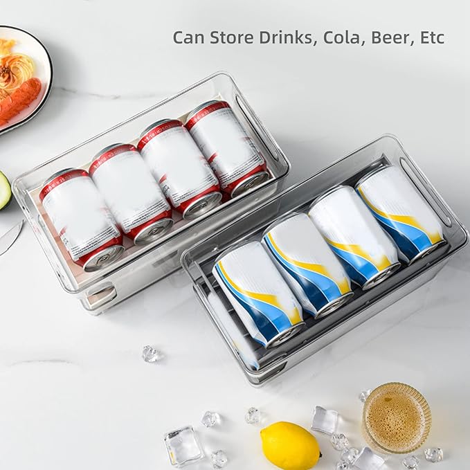 2 Tier Soda Can Rack Beverage Can Can Storage Holder Can Holder for Pantry Refrigerator (Orange)