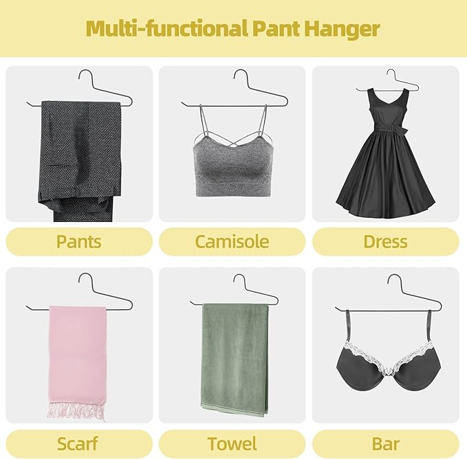 SPECILITE 30 Pack Open Ended Metal Pants Hangers for Jeans, Slacks, Leggings, Towel, Scarf, Heavy Duty & Space-Saving, Black