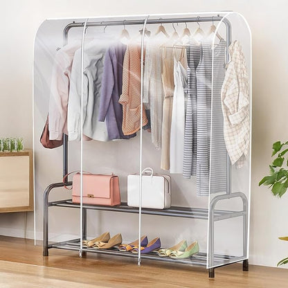 Clear Clothes Rack Cover 6 Ft Garment Rack Cover Transparent Clothing Covers With 2 Durable Zipper Waterproof Protector for Garment Racks (71"L x 20"W x 60"H, Racks Not Included)