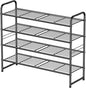 Standard Shoe Rack 4-Tier 32.5 Inches Wide, Free Standing Shoe Organizer for Indoor Outdoor | Adjustable Heavy-Duty Metal Shelf Ideal for Home Entryway Closet & Garage Balcony | Black