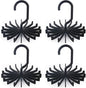 BigOtters 4 Pack Updated Twirl Tie Rack, 5.3 Inches Large Size Rotating Belt Scarf Hanger Holder Hook for Closet Storage (Black)
