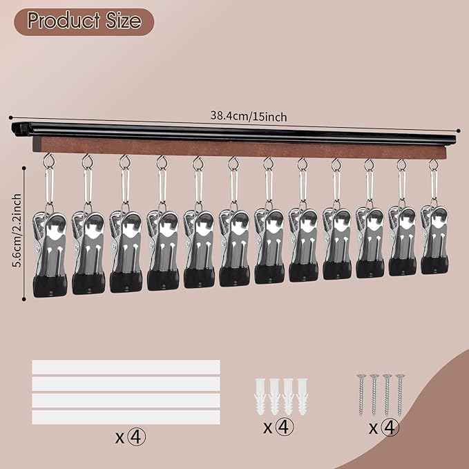 SNOWSTAR Hat Hanger for Closet, 1 Pack Sliding Hat Rack for Baseball Caps, Baseball Hat Organizer Holder with 12 Large Clips, Ball Cap Organizer Wall Space Saving Design