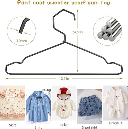 VWV Black Aluminum Hangers, 20 Pack Baby Hangers，12.6 Inch Children Baby Hanger, Sturdy Metal Children Clothes Hangers for Wardrobe, Space-Saving Toddler Hanger