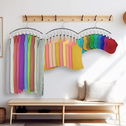 3 Pack Legging Organizer for Closet,Metal Yoga Pants Hanger with 10 Clips Hold 30 Leggings,Jeans,Hats,Bras,Shorts,Socks,Space Saving Hanging Closet Organizers and Storage,Black