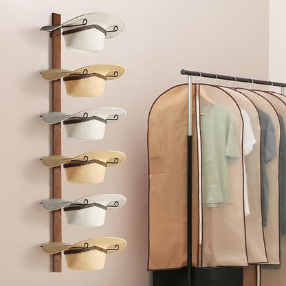 Cowboy Hat Rack, 6 Pieces Hat Rack for Cowboy Hats with Wooden Board, Metal Cowboy Hat Holder Wall Storage Hat Holder-Organize Western Hats with Style and Ease