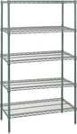 Quantum Storage Systems WR74-2430P-5 Starter Kit Wire Shelves Green Epoxy 5 Shelves 74" H x 30" W x 24" D