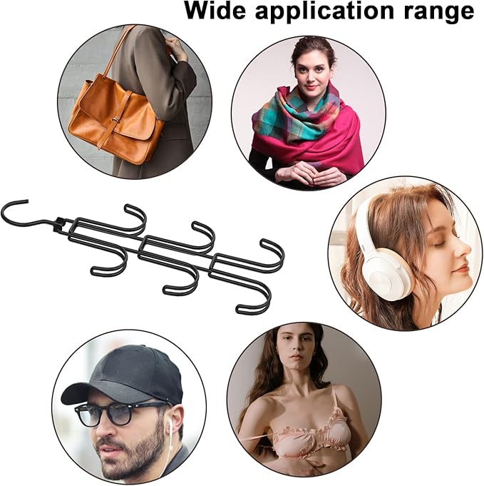 Purse Hanger Organizer for Closet Metal Hanging Bag Holder Hook 360° Rotatable Handbag Storage Hook Rack for Handbags Belts Clothes Ties Accessories(Black)