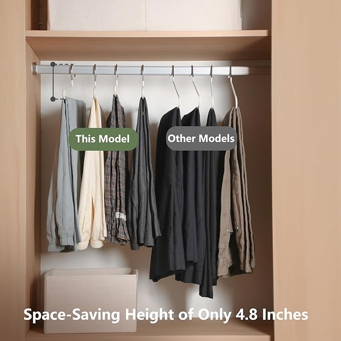 SHIMOYAMA Space Saving Pant Hangers, 5 Pack, Semi-Open Trouser Hanger for Jeans & Pants, Single Rod Closet Organizer for Slacks, Khakis (Black)
