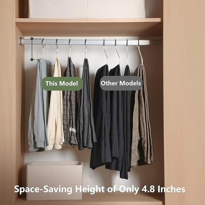 SHIMOYAMA Space Saving Pant Hangers, 5 Pack, Semi-Open Trouser Hanger for Jeans & Pants, Single Rod Closet Organizer for Slacks, Khakis (Black)