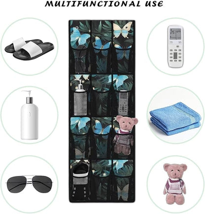 Butterflies Over the Door Shoe Organizer,Shoe Organizer Door Hanger,Space Saver Shoes Hanger Storage Organizer Bag with 12 Mesh Large Pockets