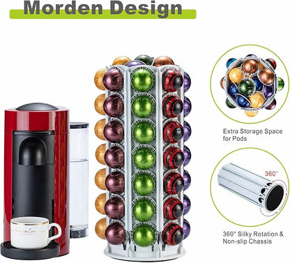 FlagShip Vertuo Pod Holder for Nespresso Pod Carousel Coffee Pod Stand with Elegant White(80+ Pods Capacity)