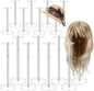 Beeveer 16 Pcs Acrylic Hat Stand 12" to 17" Adjustable Clear Wig Display Rack Nonslip Round Barbell Base Hat Rack Decorative Hat Holder Wig Stand Holder for Hats Watch Jewelry Storage Table (Thicker)