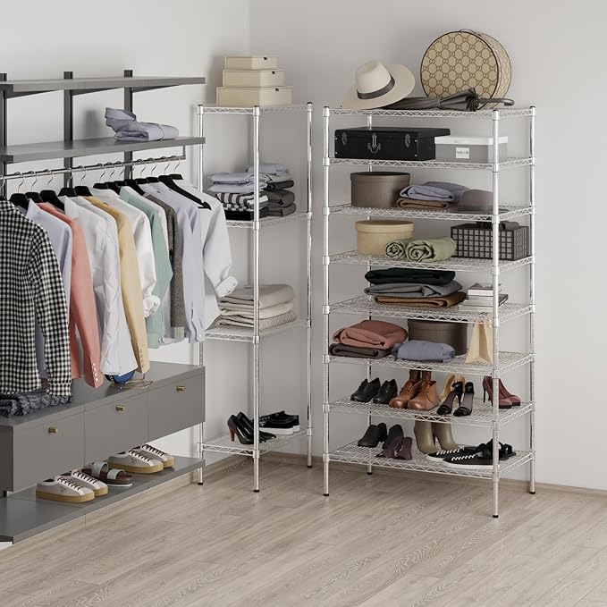 21" Deep x 36" Wide x 74" Height Wire Shelving Kit | 8-Tier | NSF Commercial Storage Rack Unit