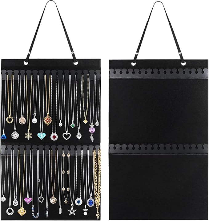 Wall Hanging Jewelry Organizers and Storage, Hanging Necklace Organizer, Necklace Holder Organizer for Closet Door Jewelry Holder for Necklace Bracelet Earring Wall Jewelry Necklace Display Hanger