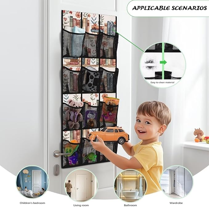 Book 1 Packs Narrow Over the Door/Wall Shoe Organizer,Nursery Organization,Over The Door Organizer,Hanging Shoe Rack for Closet with Mesh Pocket,Classroom Pocket Chart for Cell Phone