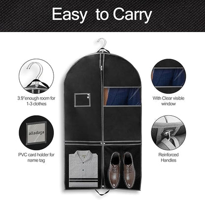 3 Pack 43" Garment Bags for Travel and Storage, Suit and Dress Bags with Duffle Design, Ideal for Hanging Clothes, Blazers, Dresses, Coats, and Wardrobes
