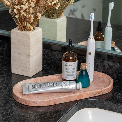 Koville Norway Natural Marble Tray, 12"x6" Vanity Decorative Tray for Countertop, Catchall Tray for Perfume, Candles, Jewelry Dish