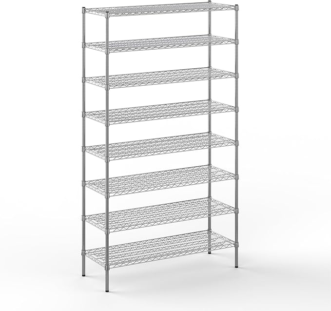 18" Deep x 48" Wide x 86" Height Wire Shelving Kit | 8-Tier | NSF Commercial Storage Rack Unit