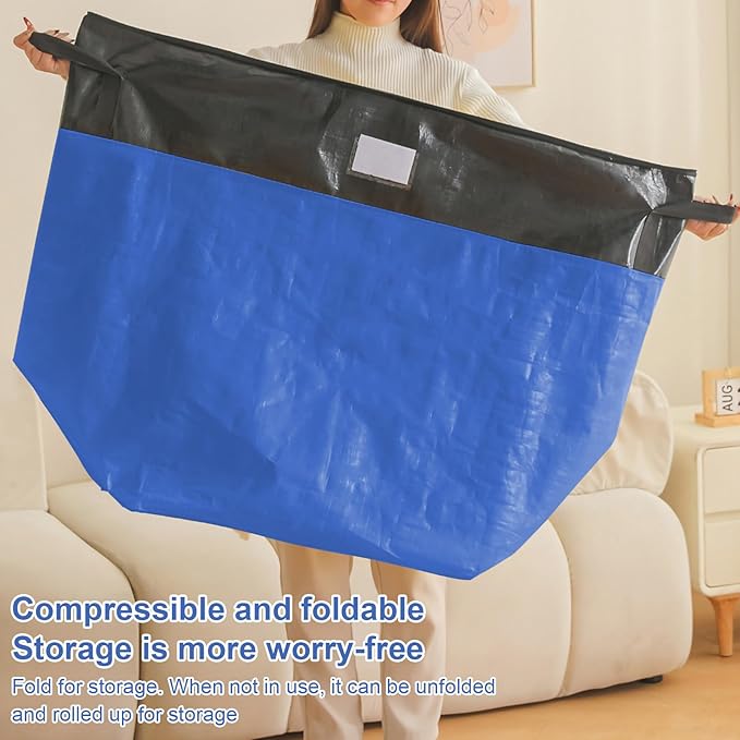 Upgrade Moving Bags Heavy Duty Extra Large,Heavy-Duty Storage Bags – Alternative to Moving Boxes, Plastic Storage Bins, Mattress Bags for Moving & College Essentials (blue, 180L)