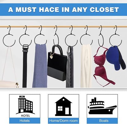 Yaocom 4 Pack Belt Hangers for Closet Rotatable Belt Ring Hook Tie Rack Holders Closet Hanger Organizer for Ties Scarves Baseball Cap Wardrobe Accessory Storage(Black)