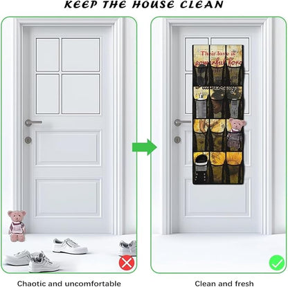 Mother's Day Print 1 Packs Narrow Over the Door/Wall Shoe Organizer,Nursery Organization,Over The Door Organizer,Small Hanging Shoe Rack for Closet with Mesh Pocket for Bathroom