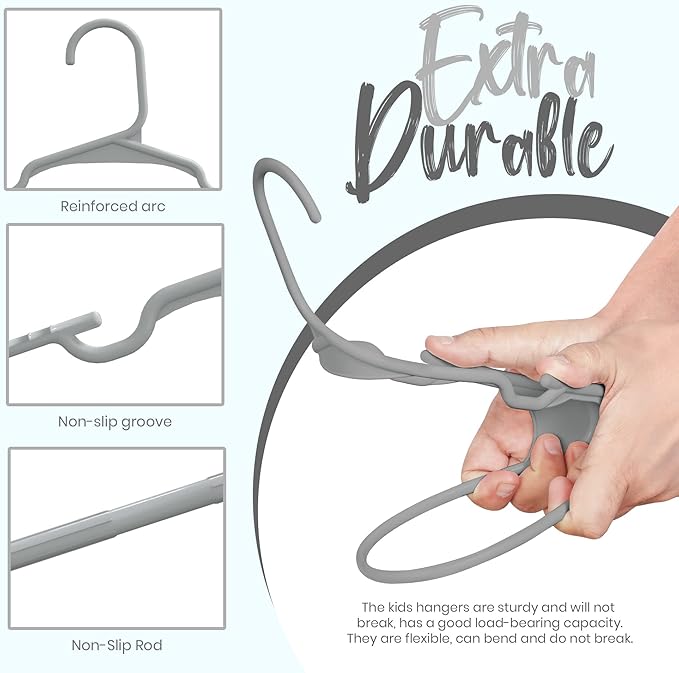 Utopia Home 60 Pack Kids Hangers - 11.5 Inch Plastic Baby Hangers for Closet - Childrens Hanger for Clothes & Infant Hanger for Closet - for Everyday Standard Use (Gray)
