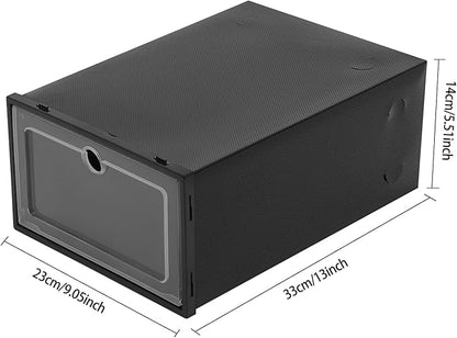 24Pcs Shoe Storage Box, Shoe Box Side Open, Clear Shoe Boxes Stackable, Plastic Stackable Shoe Storage Organizer, for Shoes, Including Sneakers, High Heels, Canvas Shoes, Boots, Etc (Black)