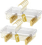 Acrylic Gold Pants Hangers with Adjustable Clips 10 Pack, Non-Slip Skirt Hanger for Women, Heavy Duty Space-Saving Clothes Organizer for Trousers, Coats, Jeans, Adults & Kids