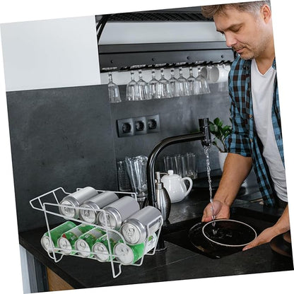 Cabilock Soda Can Organizer for Refrigerator 10 Beer Cans Holder Sturdy Iron Beer Shelf for Bar Kitchen