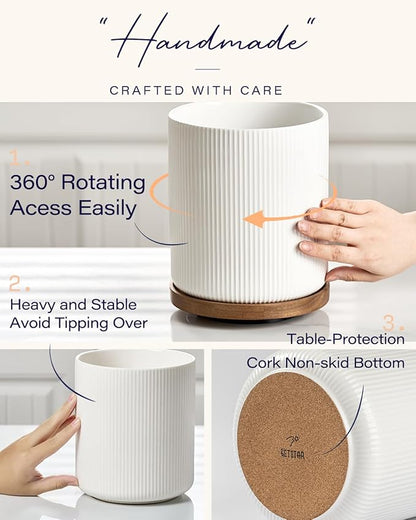 getstar Extra Large Rotating Utensil Holder for Kitchen Counter, 7.9" Ceramic Utensils Crocks Set for Countertop Large & Small Utensil Organizer for Spatula Farmhouse Kitchen Decor
