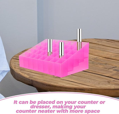 Cabilock Lipstick Storage Box 40 Slots Cosmetic Holder Dustproof Makeup Palette Organizer Makeup Shelf